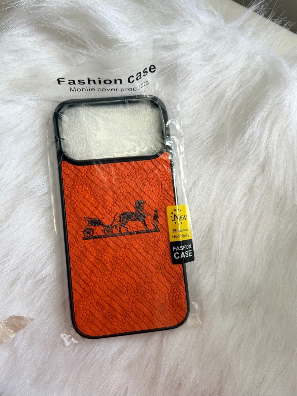 Red Textured Reptile-Pattern Phone Case with Horse Carriage I phone 17 pro max